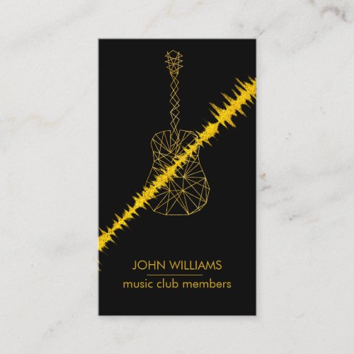 Guitar Music World Teacher Player  Black Gold Faux Business Card