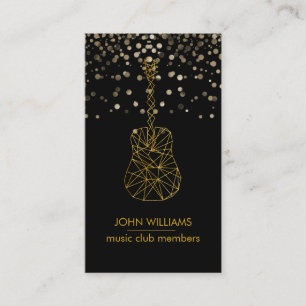 Guitar Music World Teacher Player Black Gold Faux Business Card