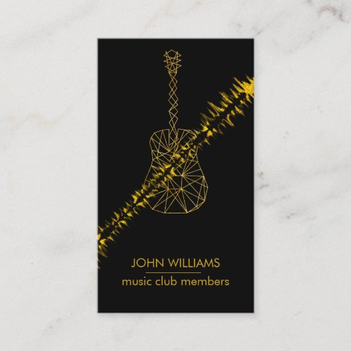 Guitar Music World Teacher Player  Black Gold Faux Business Card