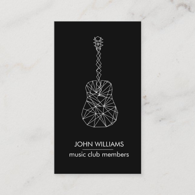 Guitar Music World Teacher Player Gray Black Business Card (Front)