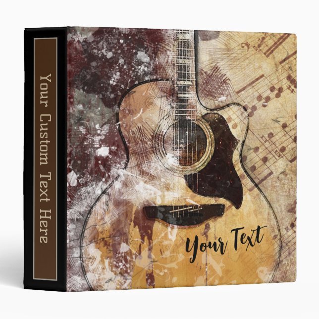 Guitar Musical Art Collage  3 Ring Binder (Front/Spine)