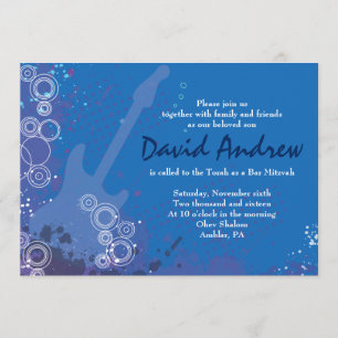 Guitar Musical Bar Bat Mitzvah Invitation