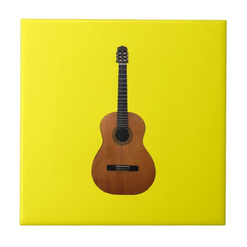 Guitar Musical Instrument Acoustic Yellow Ceramic Tile