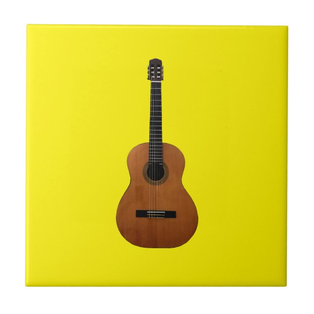 Guitar Musical Instrument Acoustic Yellow Ceramic Tile (Front)