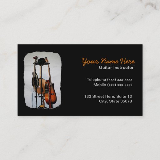 Customizable Guitar Musical Instrument Instructor Business Card
