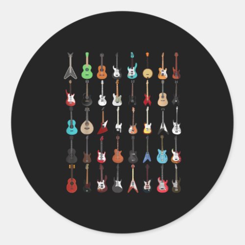 Guitar Musical Instrument Rock and Roll Classic Round Sticker