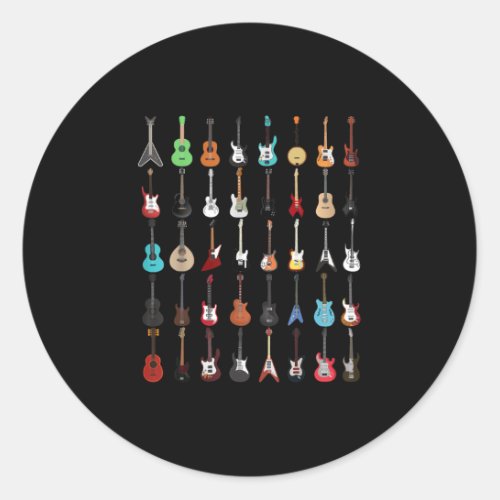 Guitar Musical Instrument Rock and Roll Classic Round Sticker