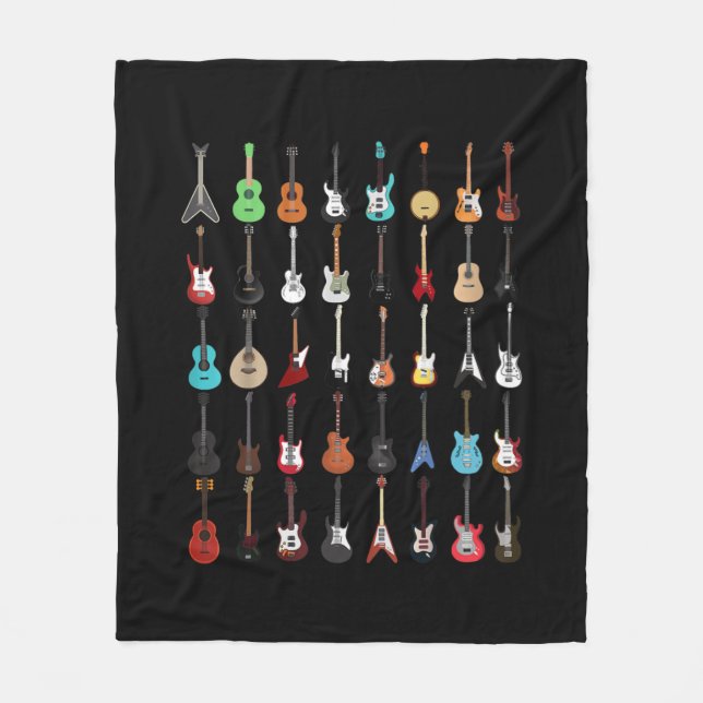 Guitar Musical Instrument Rock and Roll Fleece Blanket (Front)