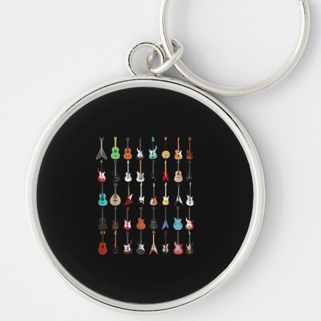 Guitar Musical Instrument Rock and Roll Keychain (Front)
