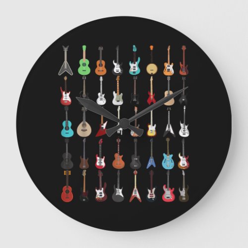 Guitar Musical Instrument Rock and Roll Large Clock