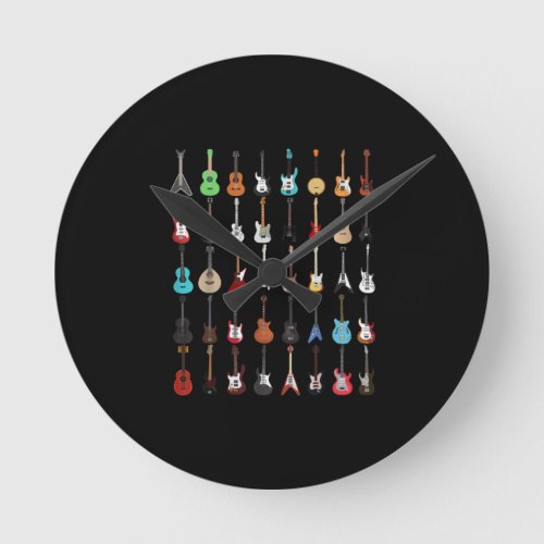 Guitar Musical Instrument Rock and Roll Round Clock