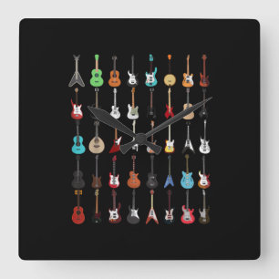 Guitar Musical Instrument Rock and Roll Square Wall Clock