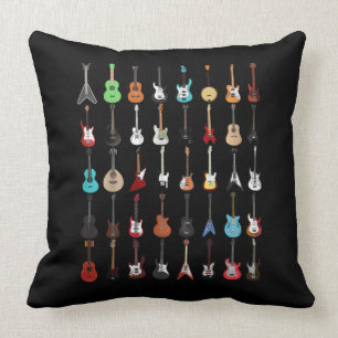 Guitar Musical Instrument Rock and Roll Throw Pillow