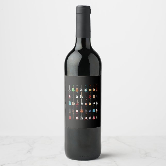 Guitar Musical Instrument Rock and Roll Wine Label (Front)