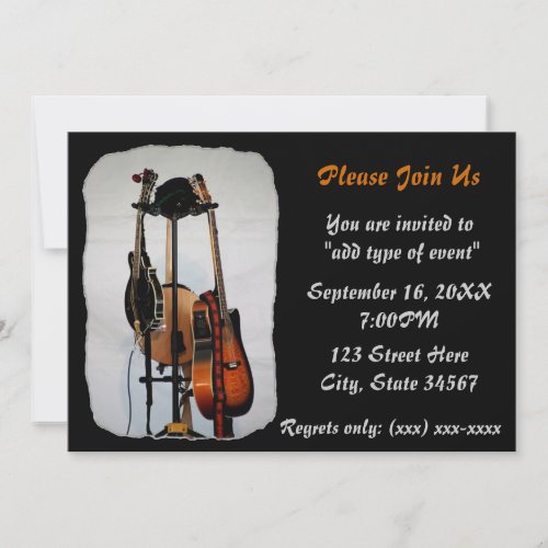 Guitar Musical Instruments Recital Invitations