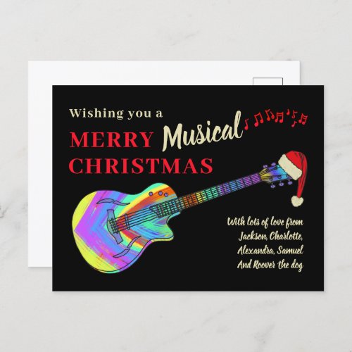Guitar Musical Merry Christmas Personalized Holiday Postcard