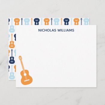 Guitar Musical Note Card Blues And Orange by Nickwilljack at Zazzle