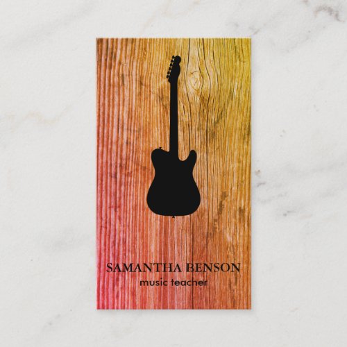 Guitar Musician Business card with Music Notes