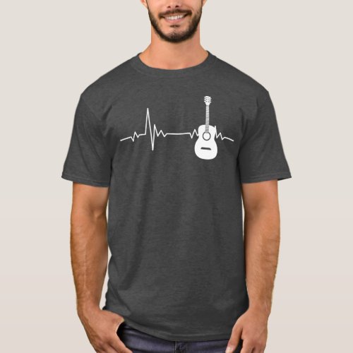 Guitar Musician Gift Acoustic Guitar Heartbeat T_Shirt