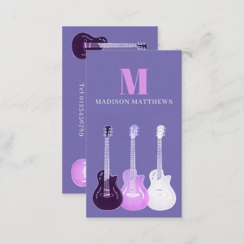 Guitar Musician Music Teacher Purple Business Card