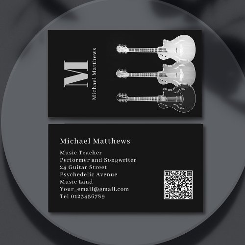 Guitar Musician Professional Custom QR Code Business Card