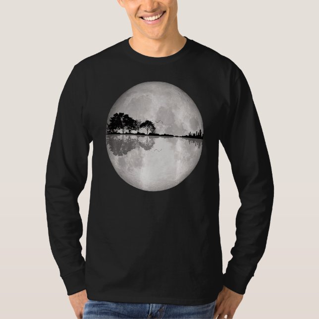 Guitar Nature Moon Retro Style Guitarist T-Shirt (Front)