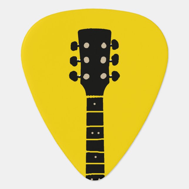guitar-neck handwritten name vivid yellow guitar pick (Front)