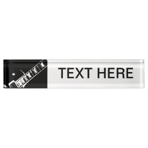 guitar neck stamp black and white name plate