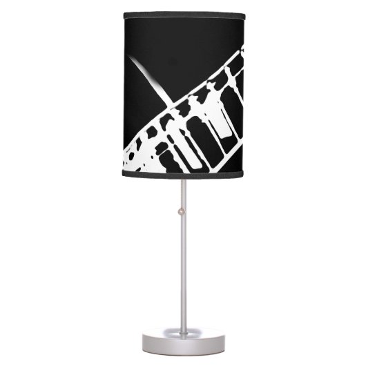 guitar neck stamp black and white table lamp (Front)