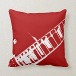 guitar neck stamp red and white musical instrument throw pillow