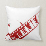 guitar neck stamp white and red instrument throw pillow