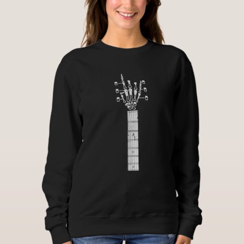 Guitar Neck With A Sweet Rock On Skeleton Hand Sweatshirt