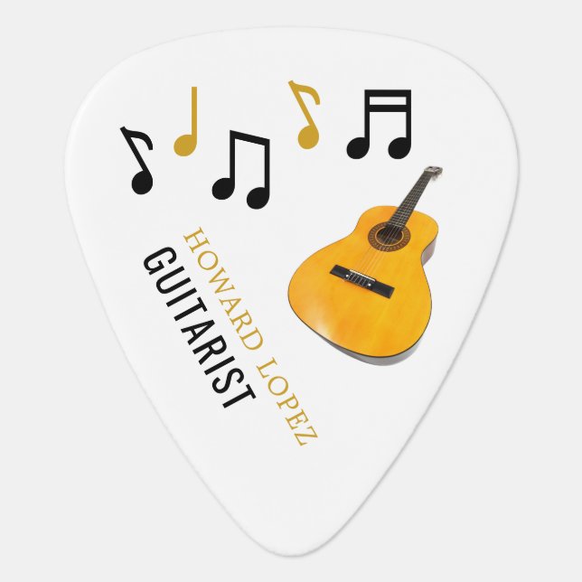 Guitar Notes, Guitarist, Musician, Personalized Guitar Pick (Front)