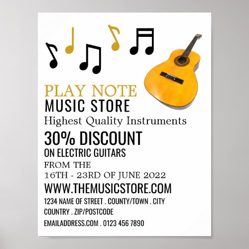 Guitar Notes Musical Instrument Store Poster