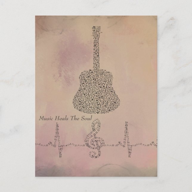 Guitar Notes With Heart Beat Note Card (Front)