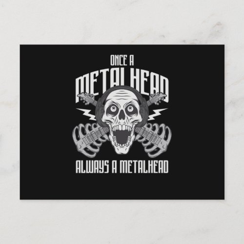 Guitar Once A Metalhead Always A Metalhead Skull G Postcard