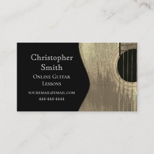 Guitar Online Music Lessons Beige and White Business Card