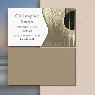 Guitar Online Music Lessons Simple Beige Business Card
