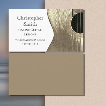 Guitar Online Music Lessons Simple Beige Business Card by MusicArtandMore at Zazzle