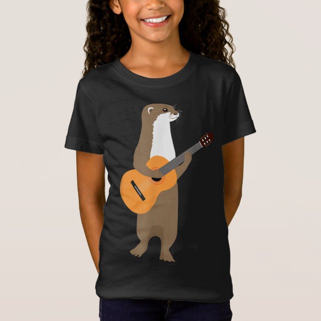 Guitar Otter  Animal Kids Guitarist  Art Out T-Shirt (Front)