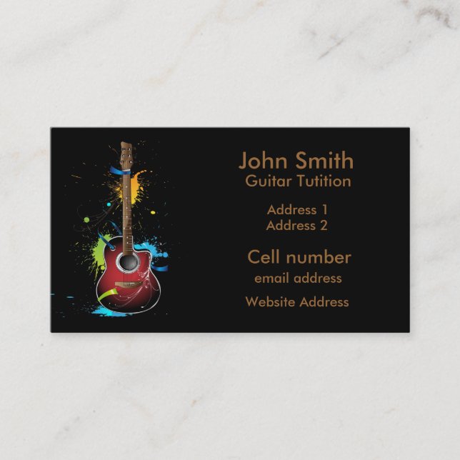 Guitar Paint Splat Business Card (Front)