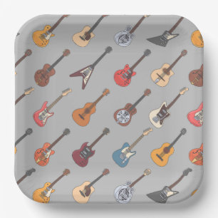 Guitar Paper Plates, Music Instrument Party Plates