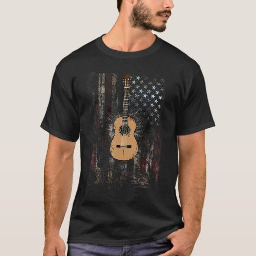Guitar Patriotic 4th Of July American Flag Country T-Shirt