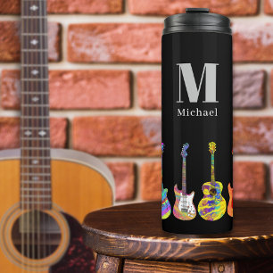 Guitar Pattern add Name Thermal Tumbler