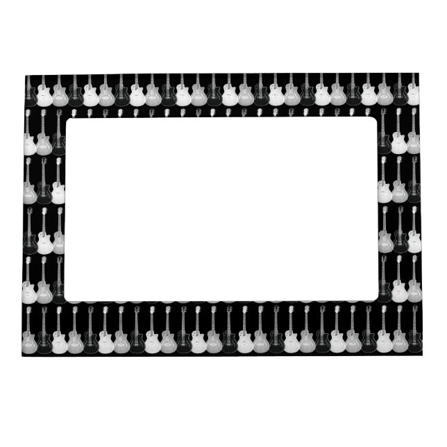 Guitar Pattern Black and white  Magnetic Frame (Front)