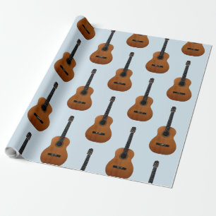 Guitar Pattern Musical Instrument Blue Wrapping Paper