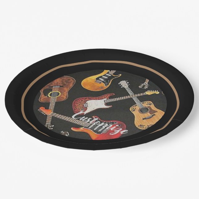 Guitar Pattern Paper Plates (Angled)