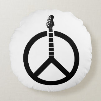 Guitar Peace Sign Round Pillow
