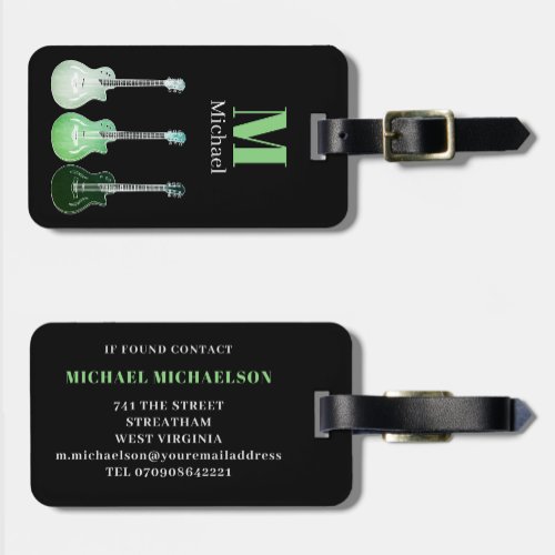 Guitar Personalized Contact Details Luggage Tag