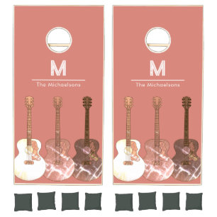 Guitar Personalized Family Party Cornhole Set
